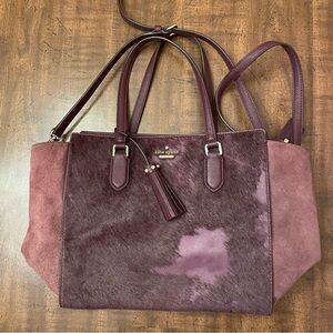 Kate Spade New York Laurel Way Hadlee tote bag in deep plum calf-hair and suede